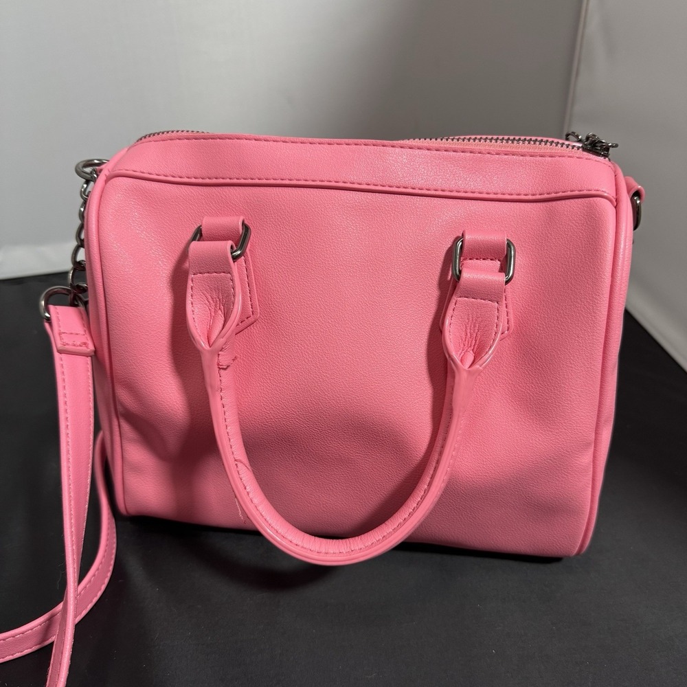 Juicy Couture Pink Embossed Heart Satchel Crossbody Bag Handbag Embellished Y2K - Picture 5 of 12